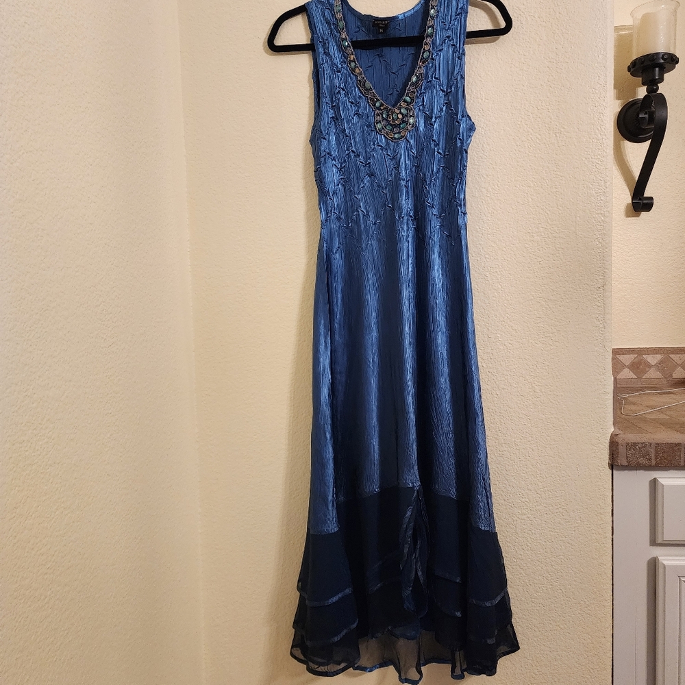 Beaded Charmeuse & Chiffon Tiered Dress